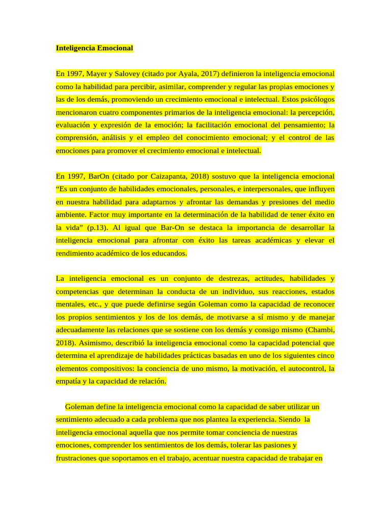 Marco Teorico | PDF | Las emociones | Inteligencia emocional