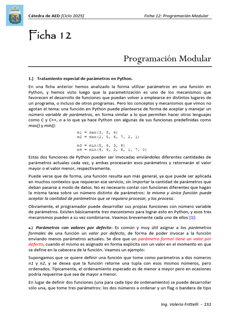 Ficha 12 [2025] - Programación Modular | PDF | Programación de ...