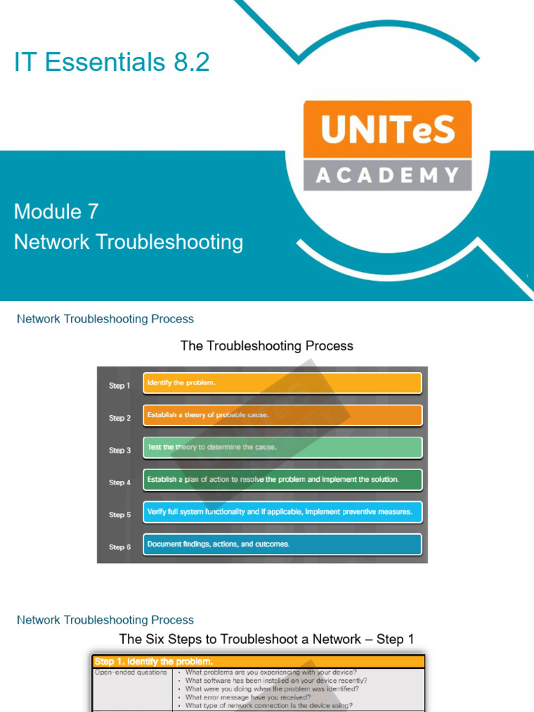 IT Essentials 8.2 Module 7 - Network Troubleshooting | PDF