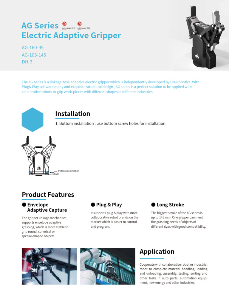 AG Series Electric Adaptive Gripper DH Robotics | PDF | Mechanical ...