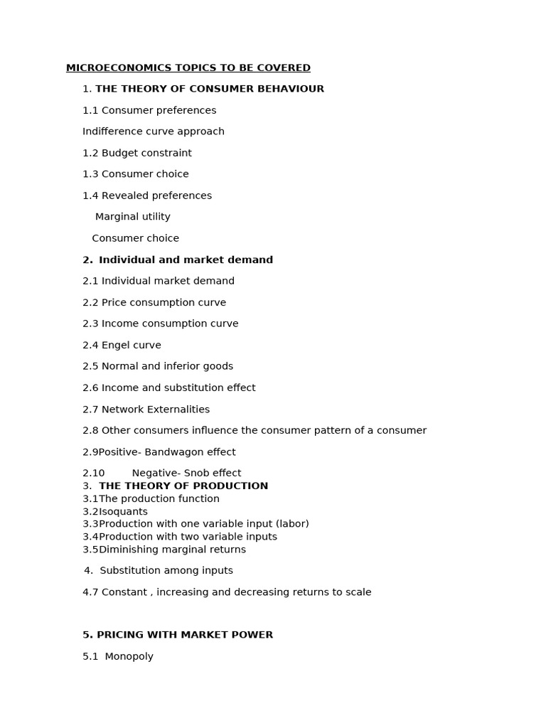 Microeconomics Topics to Be Covered | PDF