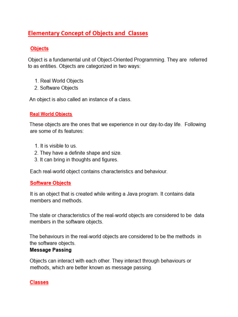 ElementaryConceptofObjectsandClasses y | PDF | Inheritance (Object ...