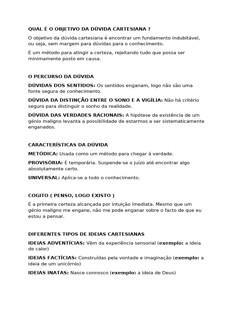 Qual É o Objetivo Da Dúvida Cartesiana | PDF | Ideia | David Hume