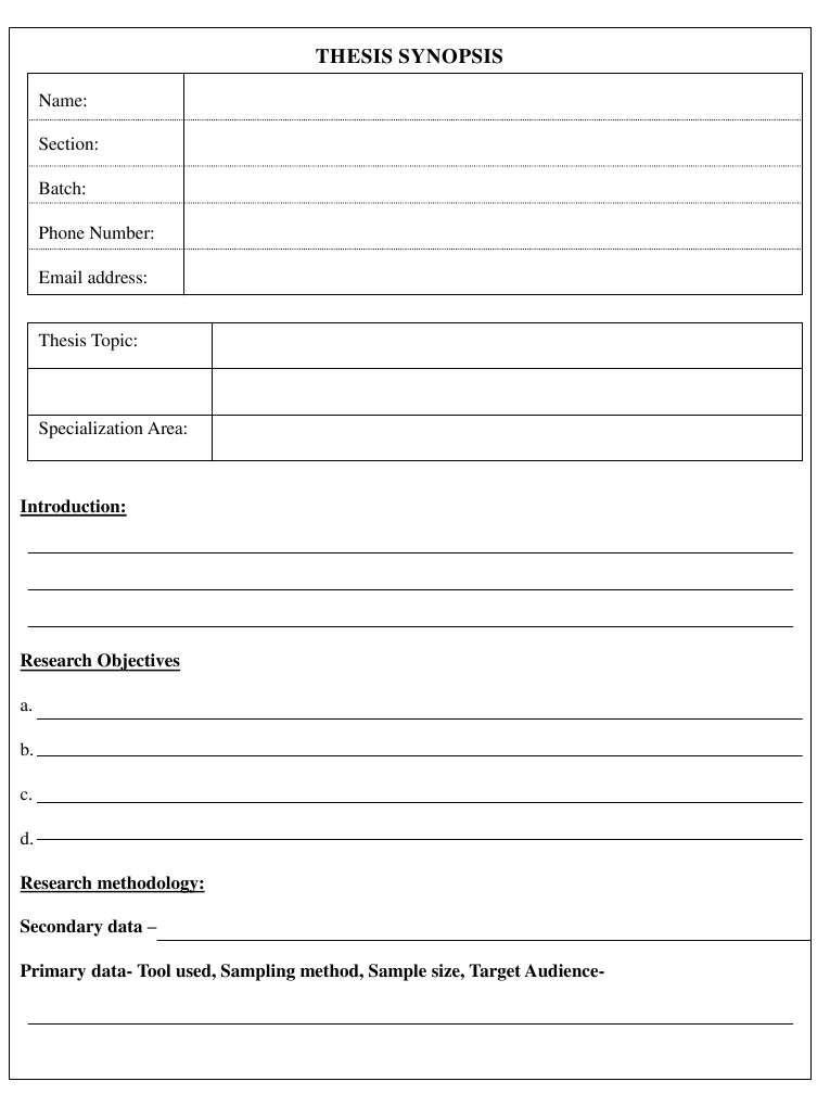 Synopsis Format | PDF