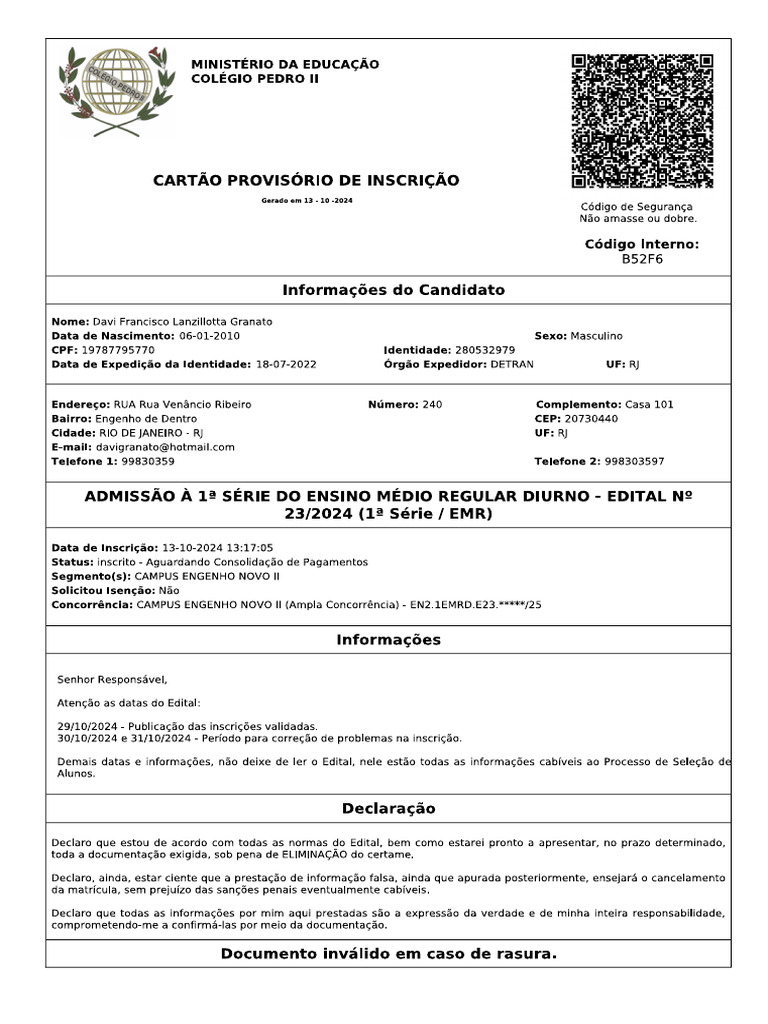 Inscrição cp2 | PDF
