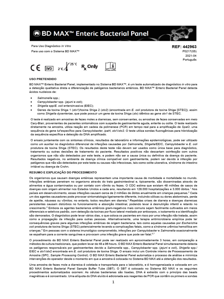 BD MAX™ Enteric Bacterial Panel | PDF | Reação em cadeia da polimerase ...