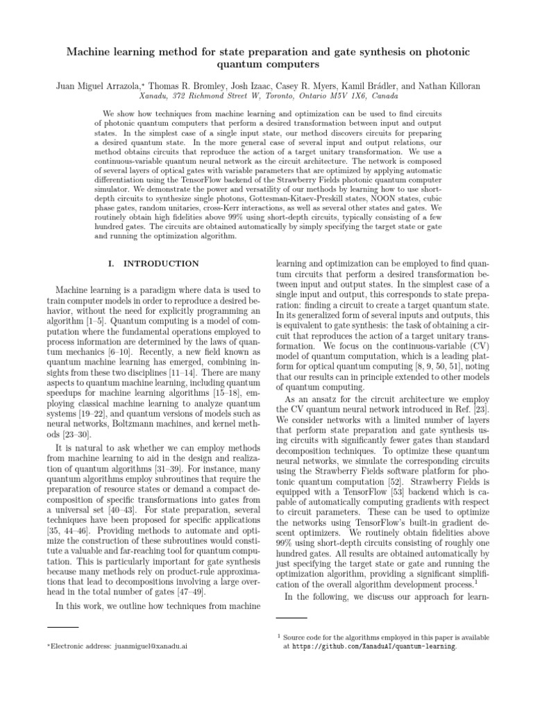 Machine Learning Method For State Preparation and Gate Synthesis On ...