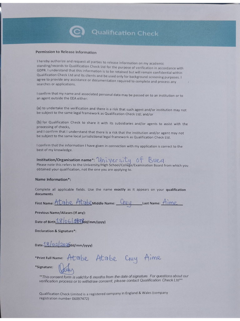 Qualification Check Consent Form | PDF
