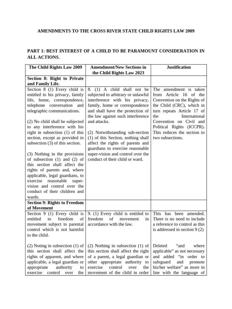 AMENDMENTS-TO-THE-CROSS-RIVER-STATE-CHILD-RIGHTS-LAW-2009-1 | PDF ...