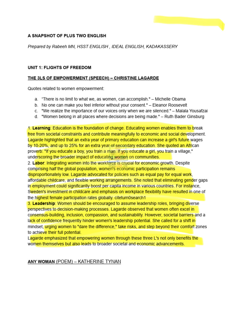 Hsslive-A Snapshot of Plus Two English | PDF | Substance Abuse | Poetry