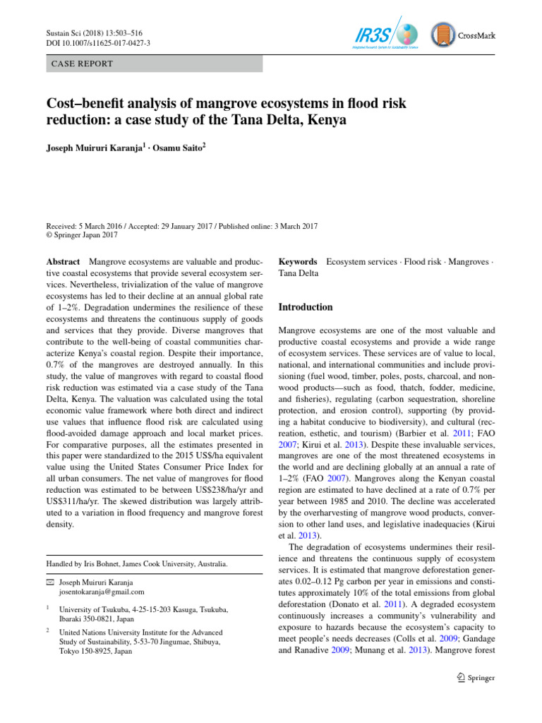 Cost Benefit Analysis of Mangrove Ecosys | PDF | Flood | Mangrove