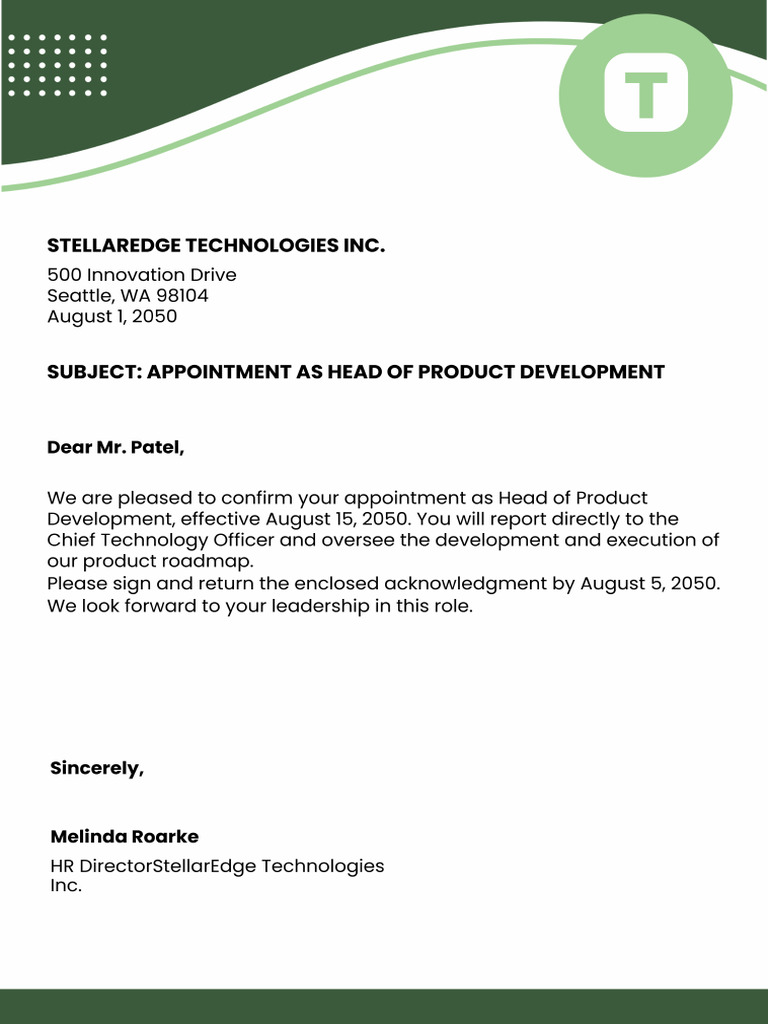 Corporate Appointment Template | PDF