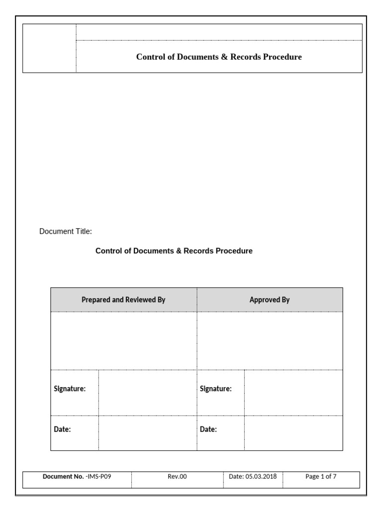 P09 - Control of Documents & Records Procedure | PDF | Backup ...