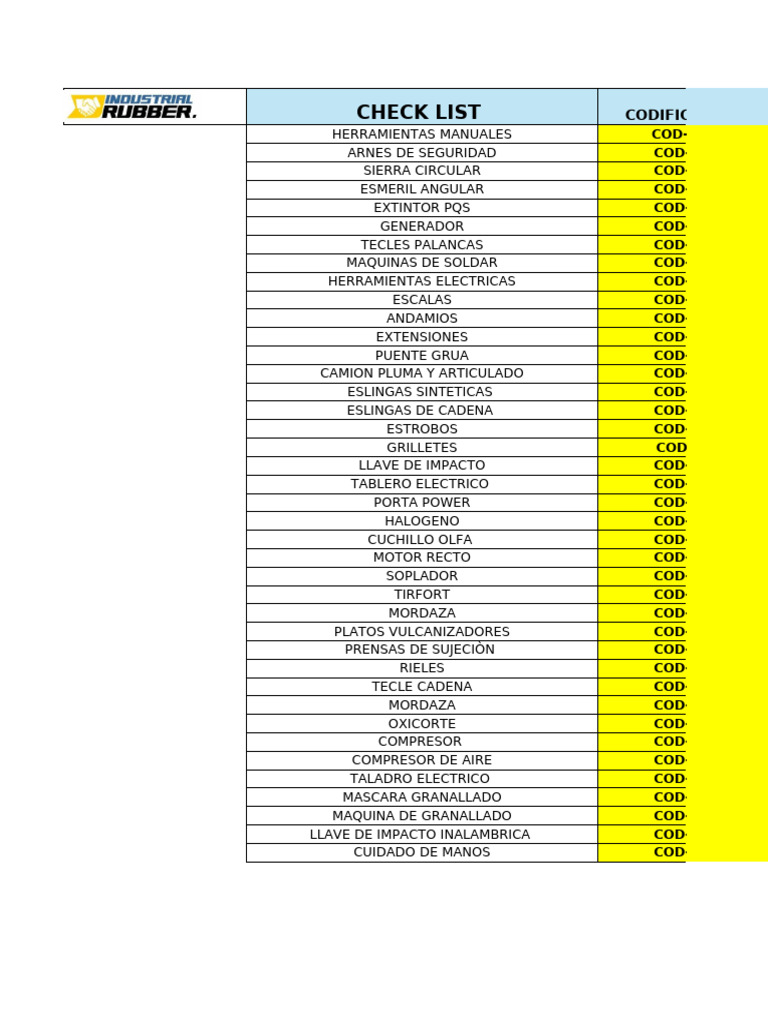 Cod-Check List Rubber | PDF