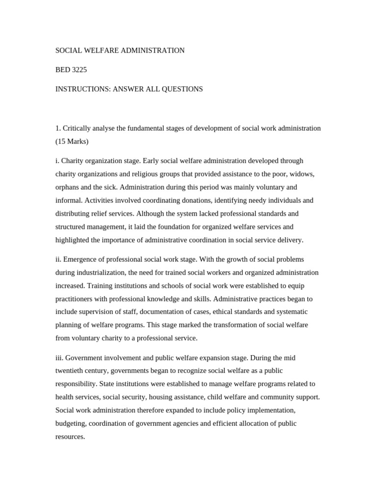 BED3225 Social Welfare Administration Assignment | PDF | Social Work ...