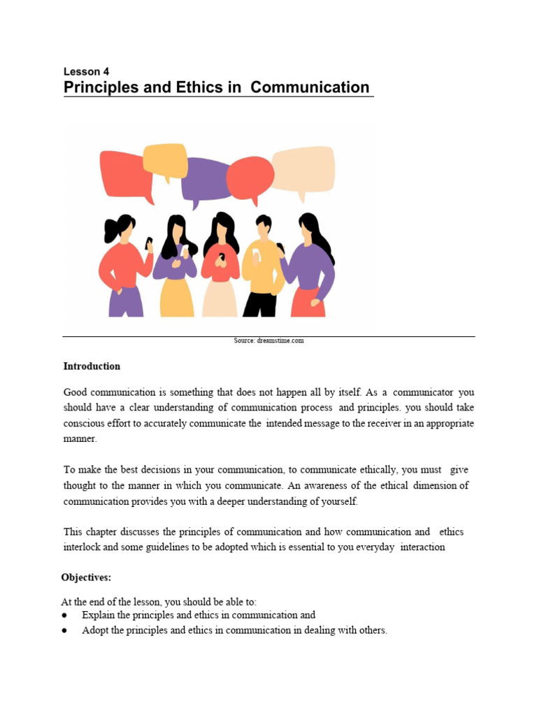 Lesson 04 - Principles and Ethics in Communication | PDF ...