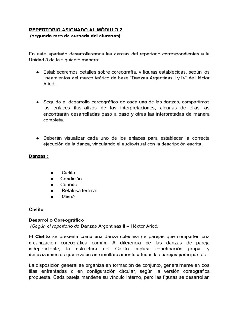 Repertorio Asignado Al Módulo 2 | PDF | Bailes | Folklore