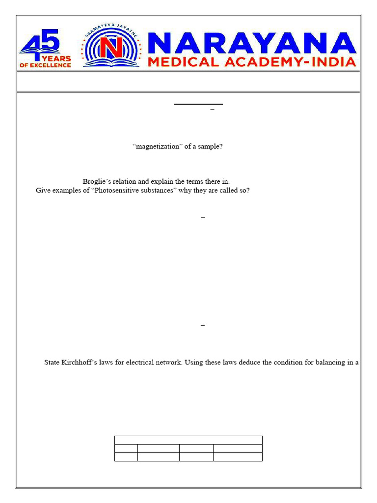 AP Sr Bipc Physics Pre Final-3 Ipe Question Paper 15-02-2025 | PDF ...