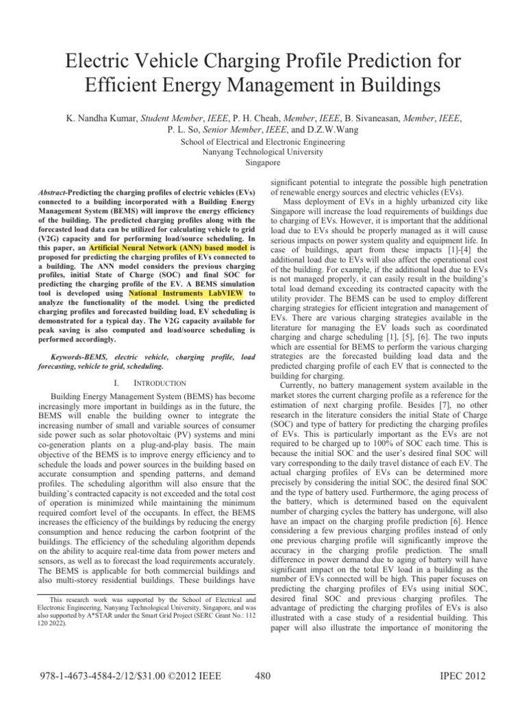 Electric Vehicle Charging Profile Prediction for Efficient Energy ...