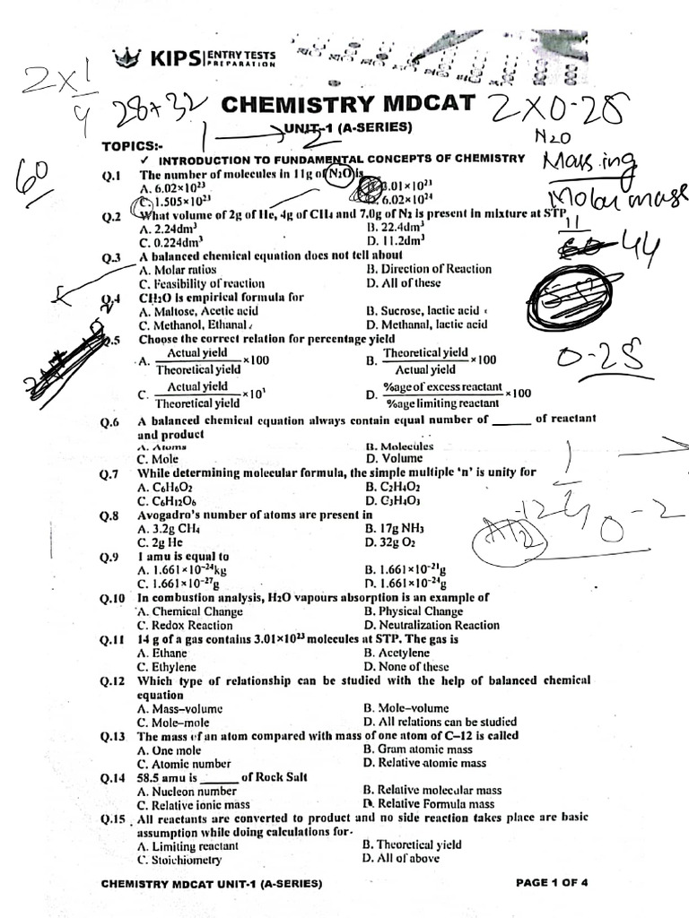 Kips 2023 a-s 1 to 10 ( Chem + Key ) | PDF