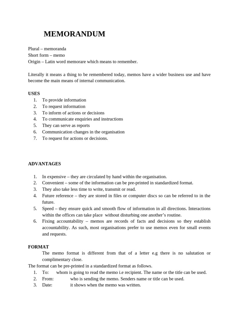 Memorandum Notes Presentation 4 | PDF | Memorandum | Communication