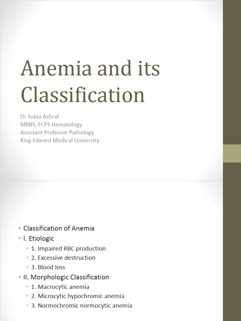 Anemia and Its Classification.pptx | PDF | Anemia | Tissue (Biology)