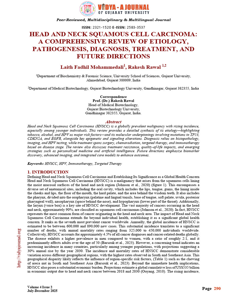 Head and Neck Squamous Cell Carcinoma A Comprehens | PDF