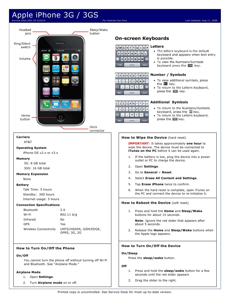 How to Hard Reset iPhone 3G/3GS | PDF | I Phone | Bluetooth