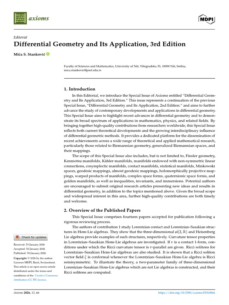 Differential Geometry and Its Application 3rd Edit | PDF | Differential ...