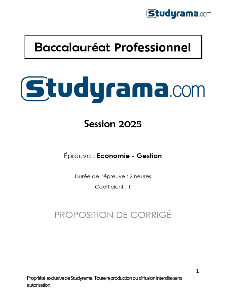 Corection Bac Pro Eco Gestion 2025 | PDF | Business | Responsabilité ...