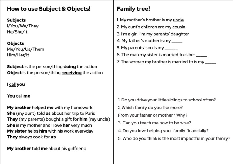 Subjects & Objects | PDF