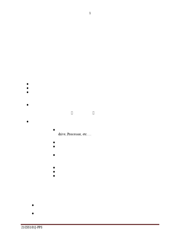 PPS UNIT I Notes 1st Year | PDF | Computer Program | Programming