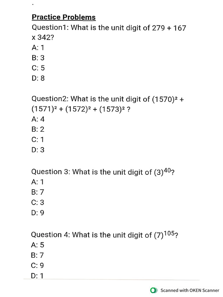 Unit Digit | PDF