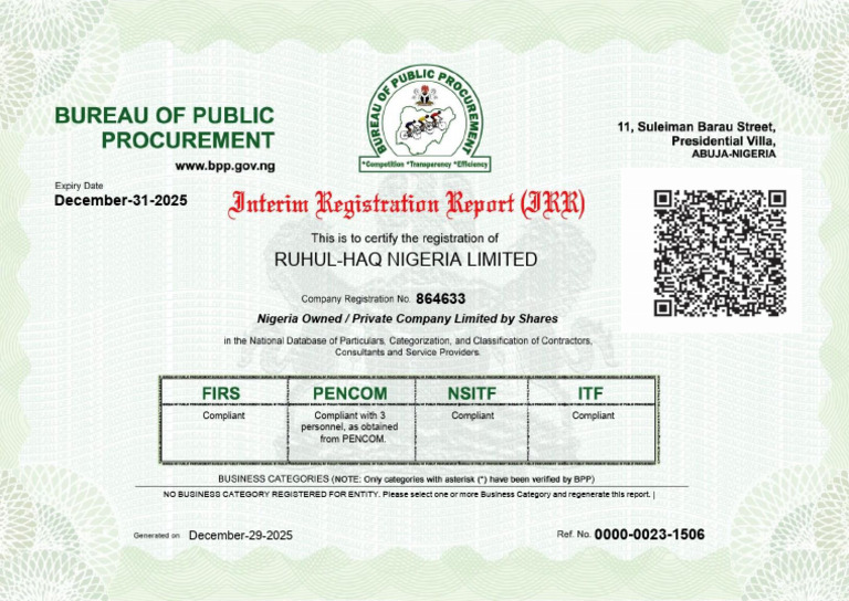 Irr Ruhul Haq Nigeria Limited | PDF