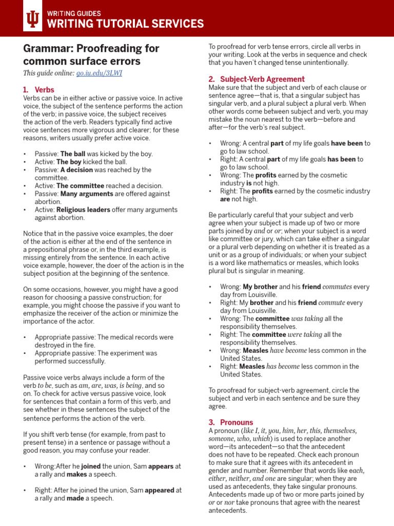 Proofreading Grammar | PDF