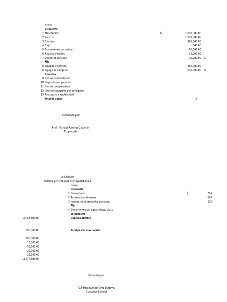 Balance General Con Forma de Reporte | PDF