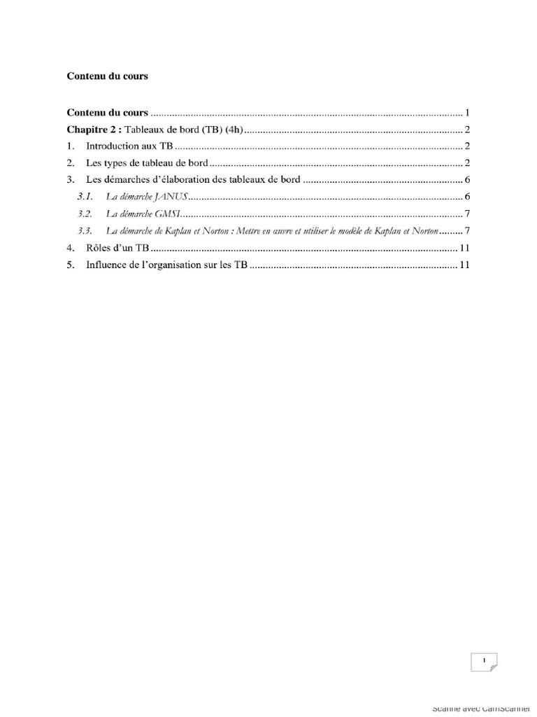 Chapitre2 TB Tableau de Bord | PDF