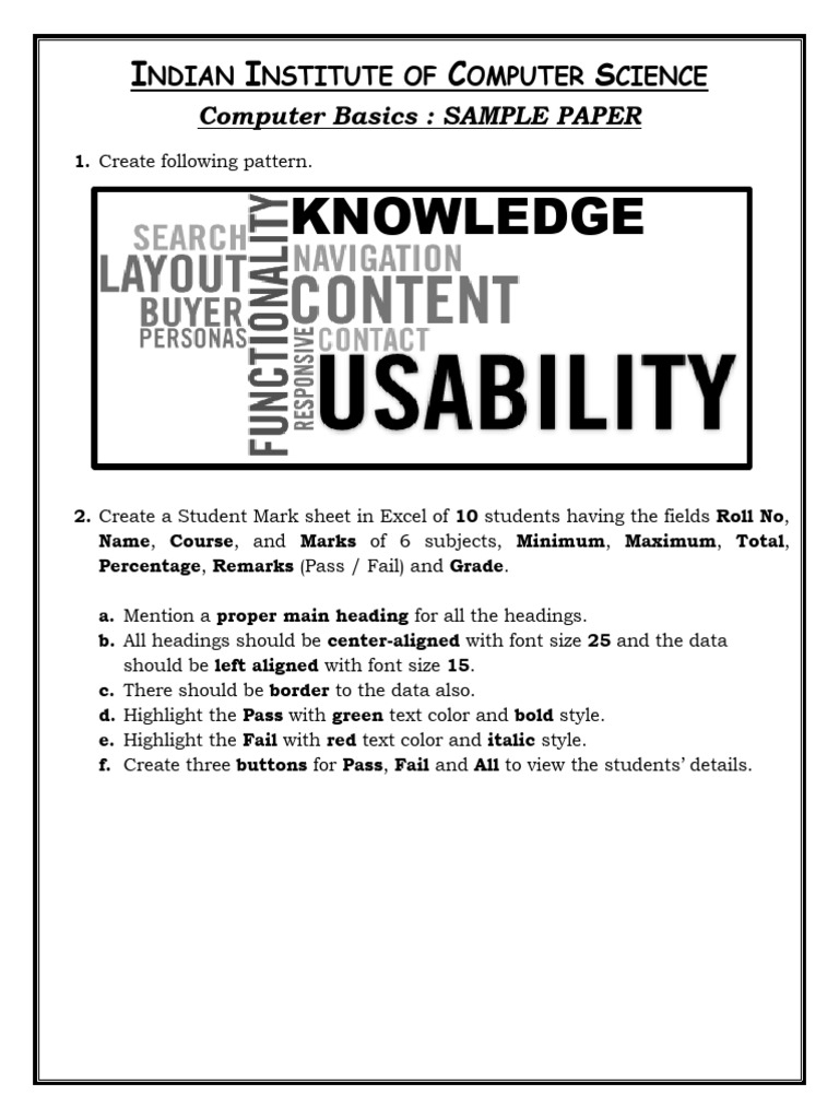 It Tools Sample Paper Practical 1 | PDF