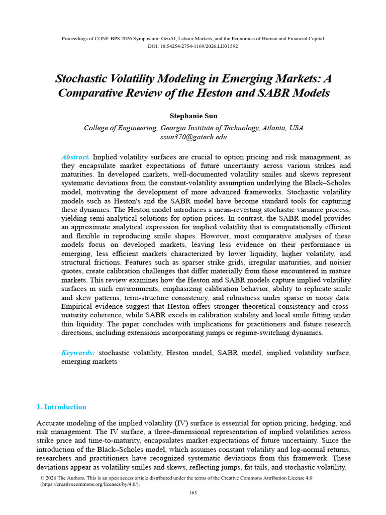 Stochastic Volatility Modeling in Emerging Markets | PDF | Volatility ...