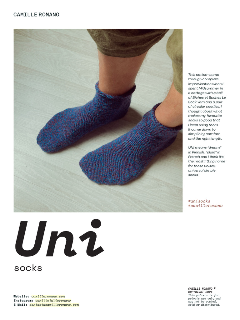 UNI Socks ENG Camille Romano v1 | PDF | Knitting | Knitting Needle