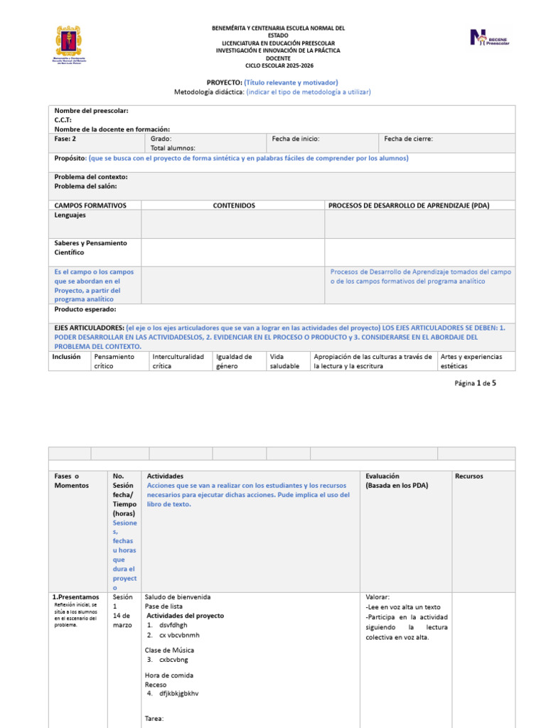 Copia de Formato de Planeacion | PDF | Educación de la primera infancia ...