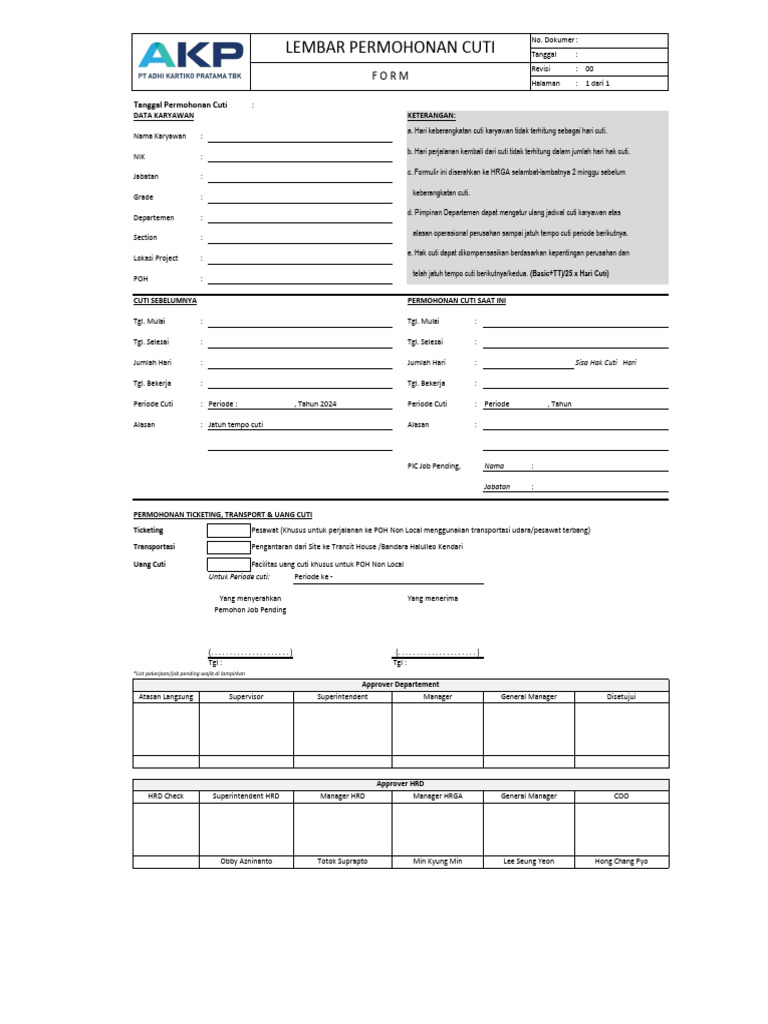 FORM - Cuti | PDF