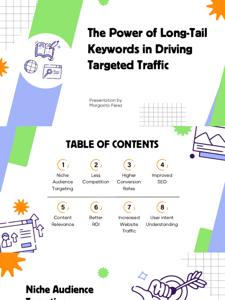 Green and Blue Geometric Illustrative Long-Tail Keywords in Targeted ...