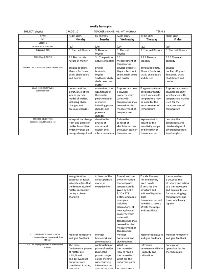 Grade 10 Week 4 and 5 Weekly | PDF | Temperature | Heat