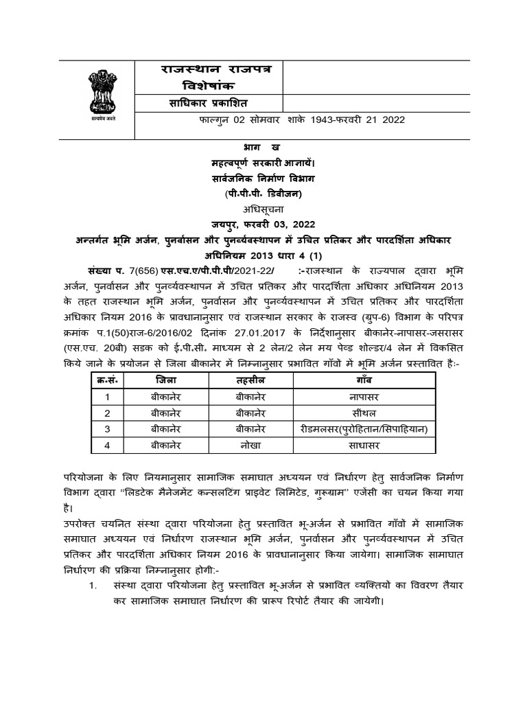 SH 54A Notification | PDF
