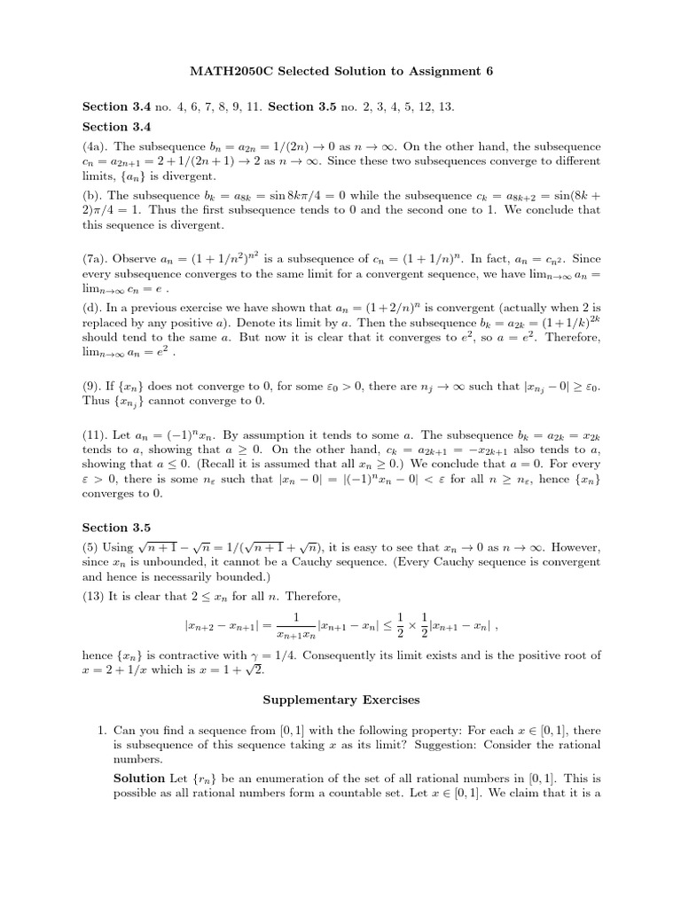2050 Solution 6 2026 | PDF | Mathematical Analysis | Mathematics