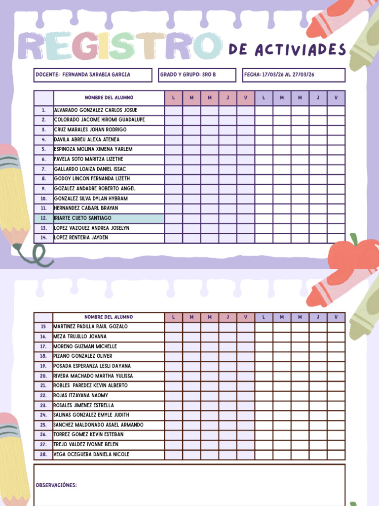 Lista de Actividades Del 3ro c Ves (1) | PDF
