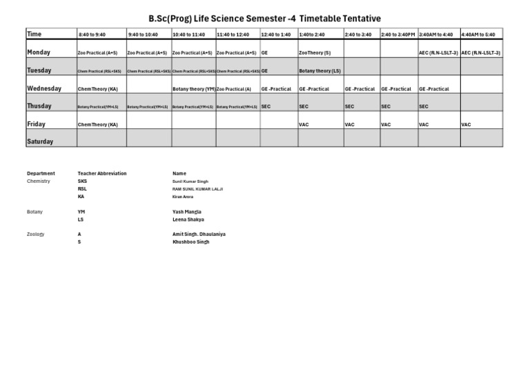 Time Table | PDF
