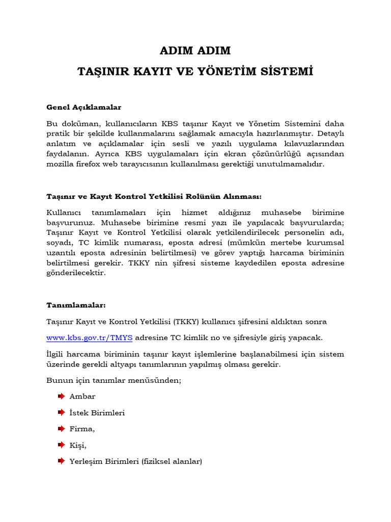 Adm Adm TaAnr Kayt Ve Yynetim Sistemi TKYS Klavuzu | PDF