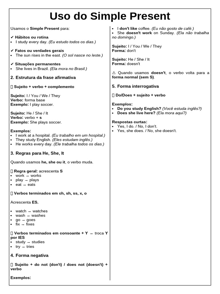 Simple Present 7ano | PDF